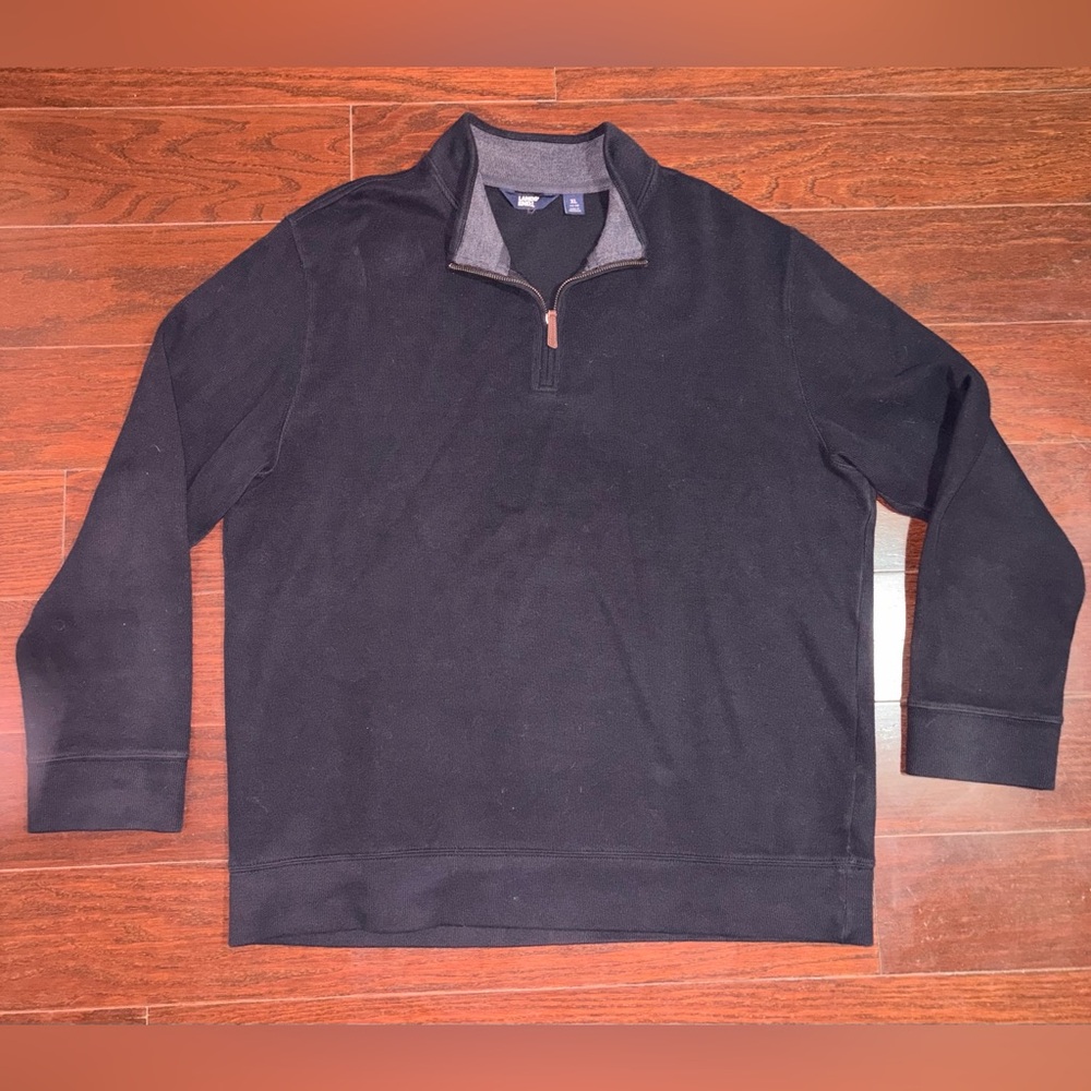 0011-Lands' End Men's Charcoal Zip-Up Sweater